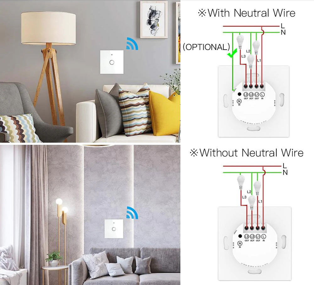 Умный выключатель MOES Gang Smart Switch Sensor w/o grounding ZS-EU1, Zigbee, 100-240 В Белый 0200-3635 Gang Smart Switch Sensor w/o grounding ZS-EU1, Zigbee, 100-240 В Белый - фото 2