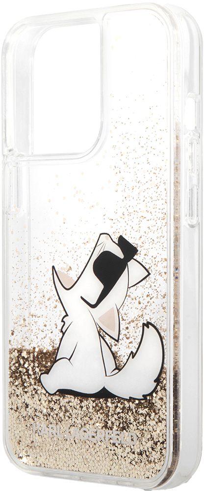 

Чехол-накладка Karl Lagerfeld, для iPhone 13 Pro Liquid glitter Choupette Fun Hard Золотой