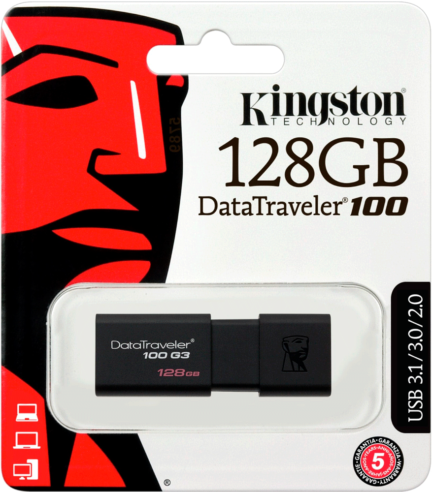 USB Flash Kingston 128Gb USB3.0 DataTraveler 100 G3 Black 0305-1438 DT100G3/128Gb - фото 3