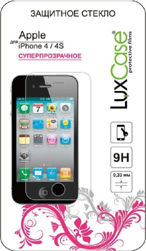 Стекло защитное LuxCase iPhone 4/4S прозрачное 