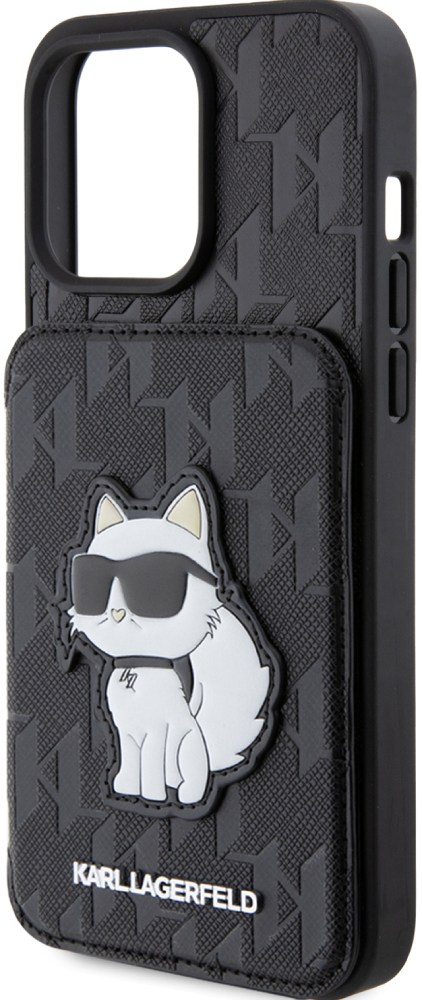 

Чехол-накладка Karl Lagerfeld, для iPhone 15 Pro Max Pu Saffiano Case with Cardslots and Stand Monogram Черный (KLHCP15XSAKCNSCK)
