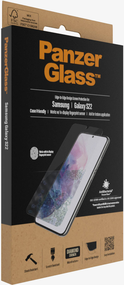 Стекло защитное PanzerGlass Samsung Galaxy S22 Case Friendly AB черная рамка 0317-3108 - фото 8