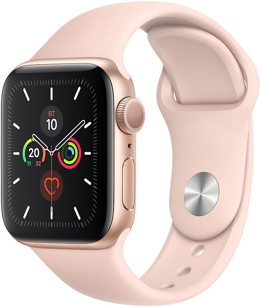 Часы Apple Watch Series 5 40мм золотого цвета+спортивный ремешок розовый песок 0200-1954 Watch Series 5 40мм золотого цвета+спортивный ремешок розовый песок - фото 2