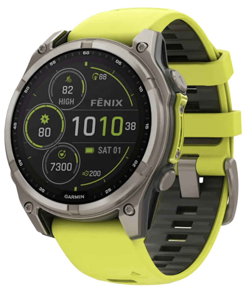 Garmin Fenix 8 Solar Sapphire 47мм Серые с желтым ремешком