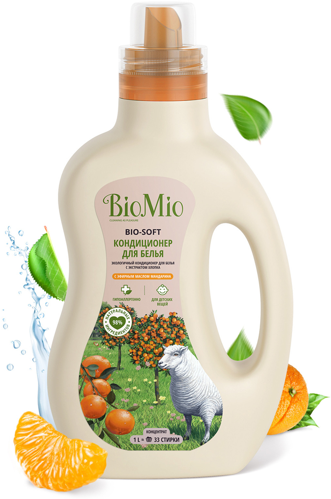 

Кондиционер для белья BioMio, Bio-Soft мандарин, концентрат, ЭКО 1000мл