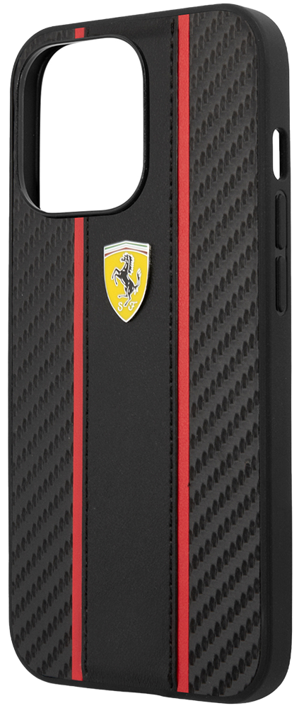 

Чехол-накладка Ferrari, для iPhone 13 Pro PU Carbon|Smooth with metal logo Har Черный
