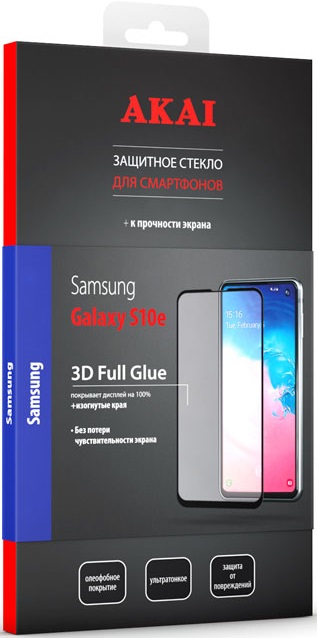 

Стекло защитное Akai, Samsung Galaxy S10e 3D Full Glue черная рамка