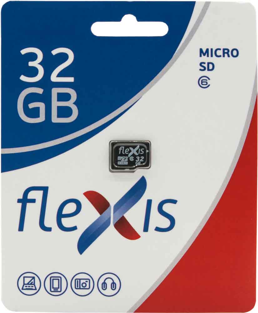 

Карта памяти MicroSDHC FLEXIS, 32Gb Class 6 без адаптера Black