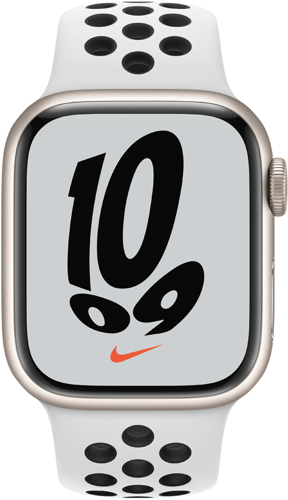 Часы Apple Watch Nike Series 7 GPS 41мм корпус из алюминия Сияющая звезда + ремешок Серый (MKN33RU/A) 0200-2753 MKN33RU/A Watch Nike Series 7 GPS 41мм корпус из алюминия Сияющая звезда + ремешок Серый (MKN33RU/A) - фото 2