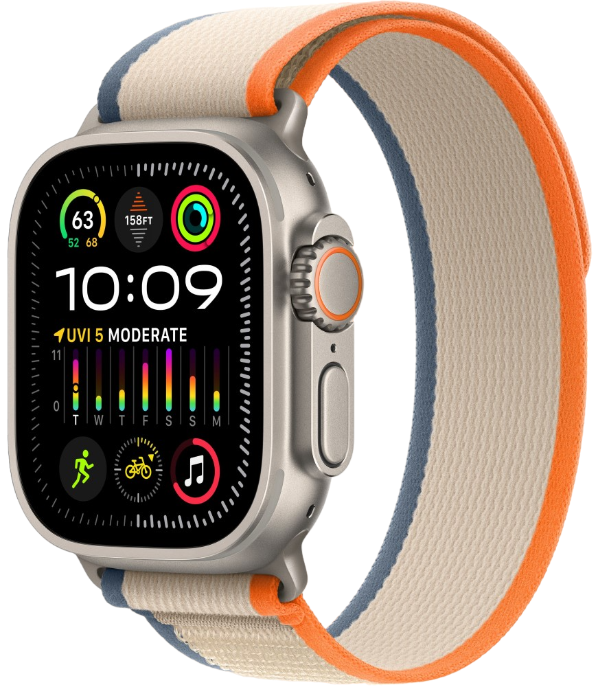 Часы Apple Watch Ultra 2 GPS 49мм корпус из титана + ремешок trail loop Оранжевый/Бежевый 0200-3839 Watch Ultra 2 GPS 49мм корпус из титана + ремешок trail loop Оранжевый/Бежевый - фото 1