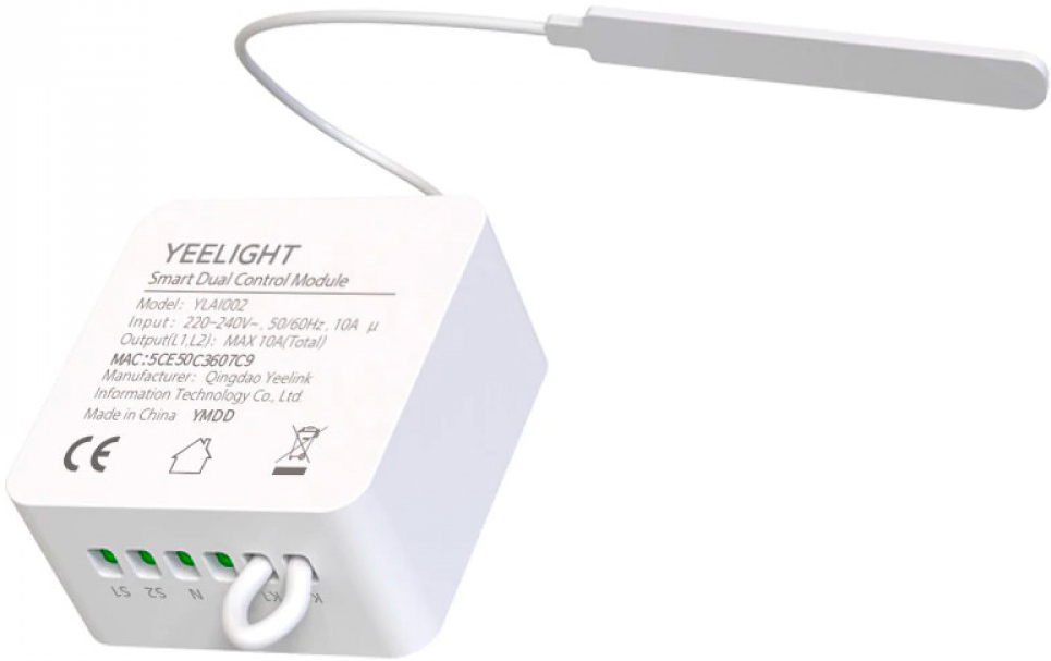 Умное двухканальное реле Yeelight Smart Dual Control Module White (YLAI002) 0200-2781 Smart Dual Control Module White (YLAI002) - фото 3
