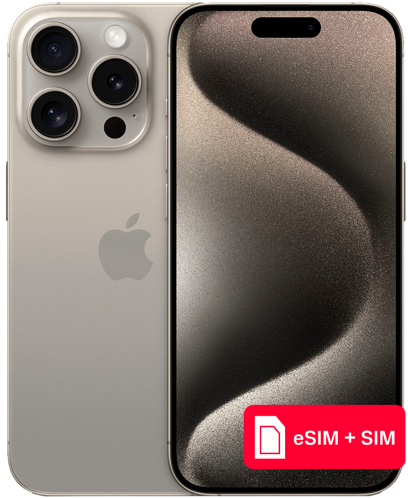 Смартфон Apple iPhone 15 Pro 256Gb eSIM + SIM Натуральный титан