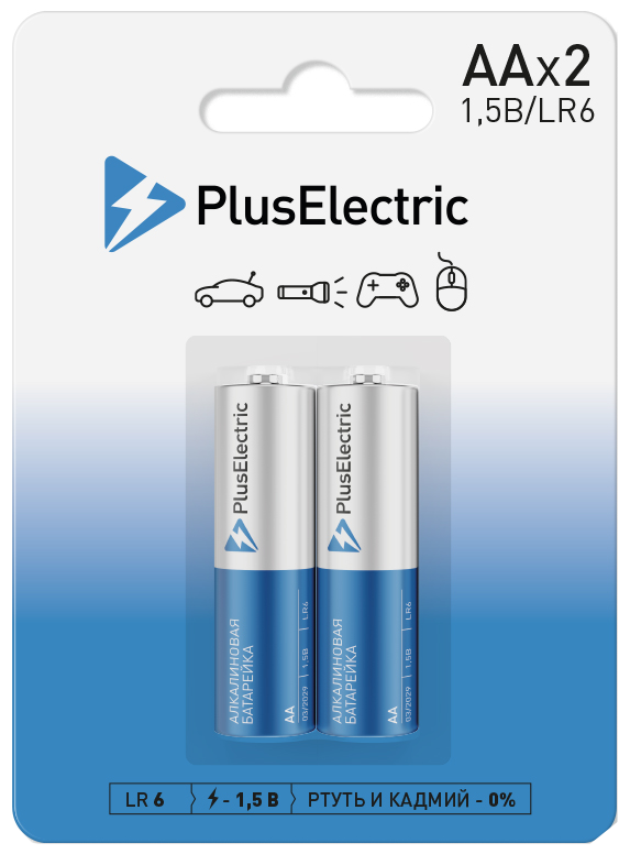 Батарея Plus Electric батарея аккумуляторная 2700 ма·ч ni mh аа lr06 lr6 2 шт в блистере tdm electric hr6 sq1702 0072
