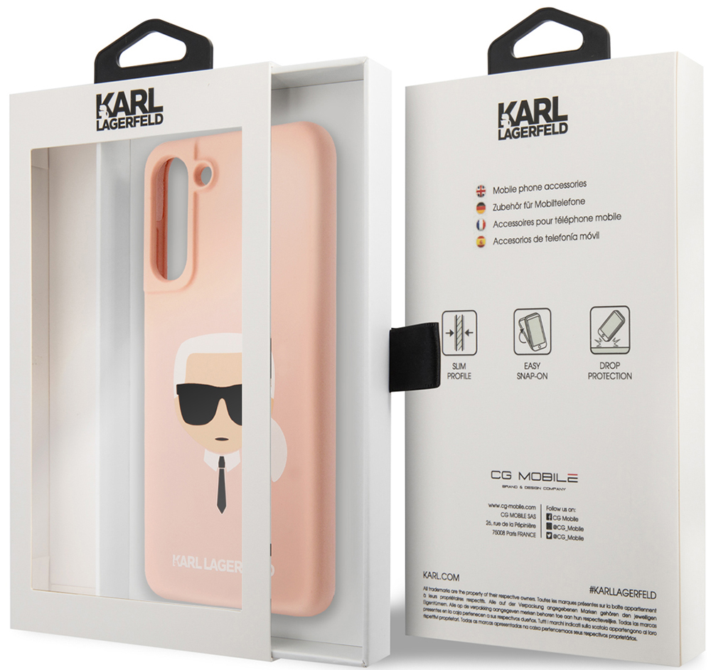 Чехол-накладка Karl Lagerfeld для Samsung Galaxy S21 FE Liquid silicone Karl's Head Hard Розовый 0319-0397 - фото 5