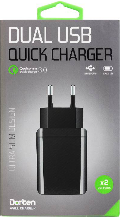 СЗУ Dorten универсальное 2 USB c поддержкой Qualcomm Quick Charge 3.0 Black