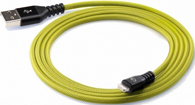 Дата-кабель Energea Alutough Kevlar Lightning-USB MFI 1,5м Yellow 0307-0358 - фото 2