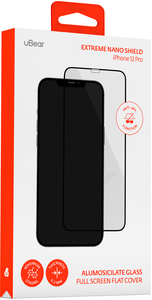 Стекло защитное uBear Privacy iPhone 12 mini 2.5D черная рамка 0317-2907 - фото 3