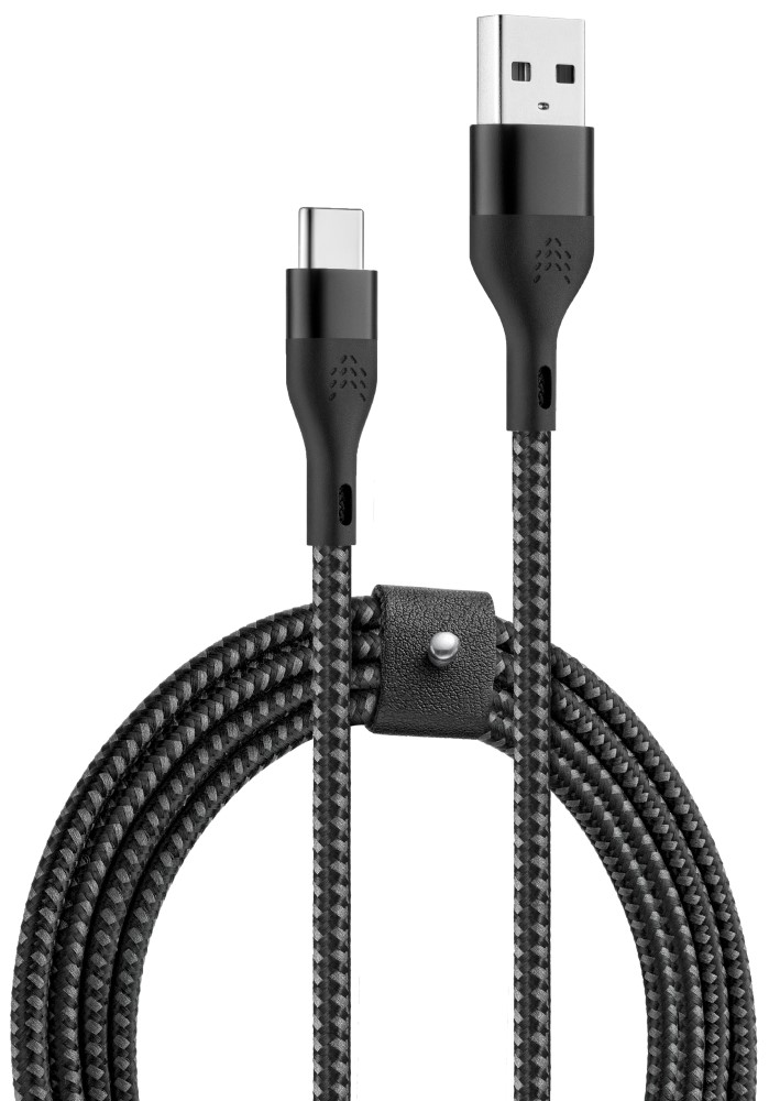 

Дата-кабель Rocket, Urban USB-A USB-C 2м нейлоновая оплетка Черно-серый