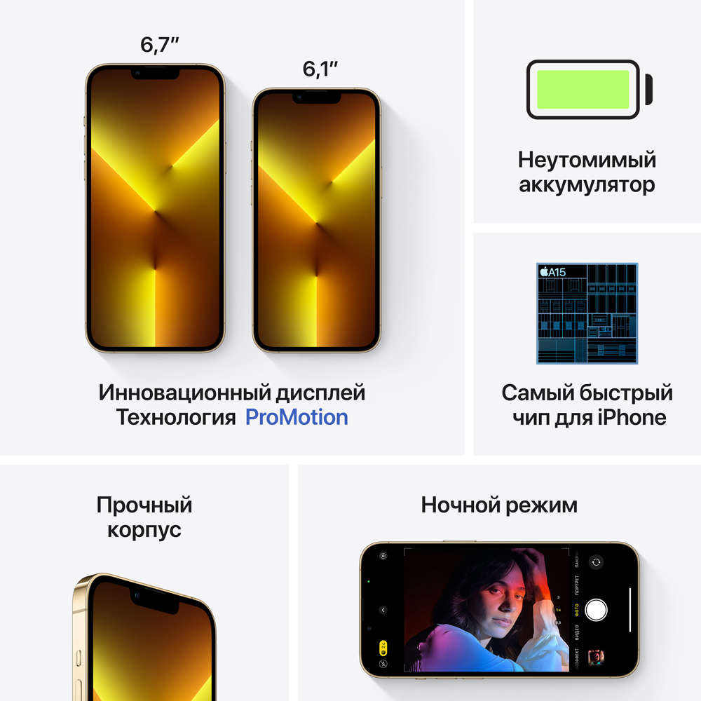 Смартфон Apple iPhone 13 Pro 128Gb Золотой «Как новый» 7000-5377 - фото 8