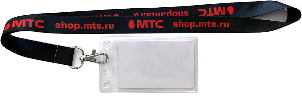 Комплект бейдж, пластик 60х90мм, на ланьярде с логотипом MTS/Shop.mts.ru, Black бейдж для бейджей tantos