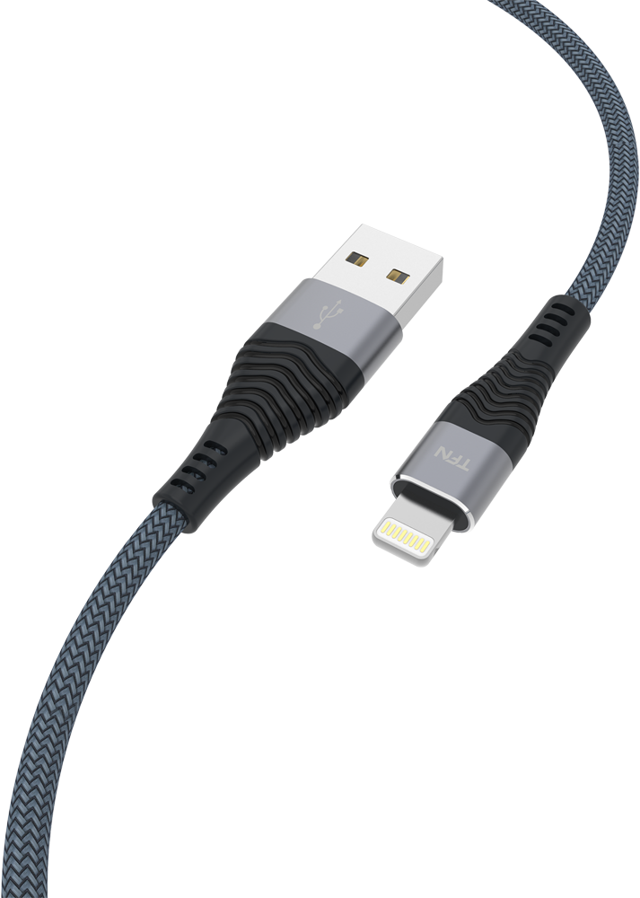 Дата-кабель TFN USB-A-Lightning оплетка текстиль Grey (CFZLIGUSB1MGR) 0307-0733 USB-A-Lightning оплетка текстиль Grey (CFZLIGUSB1MGR) - фото 2