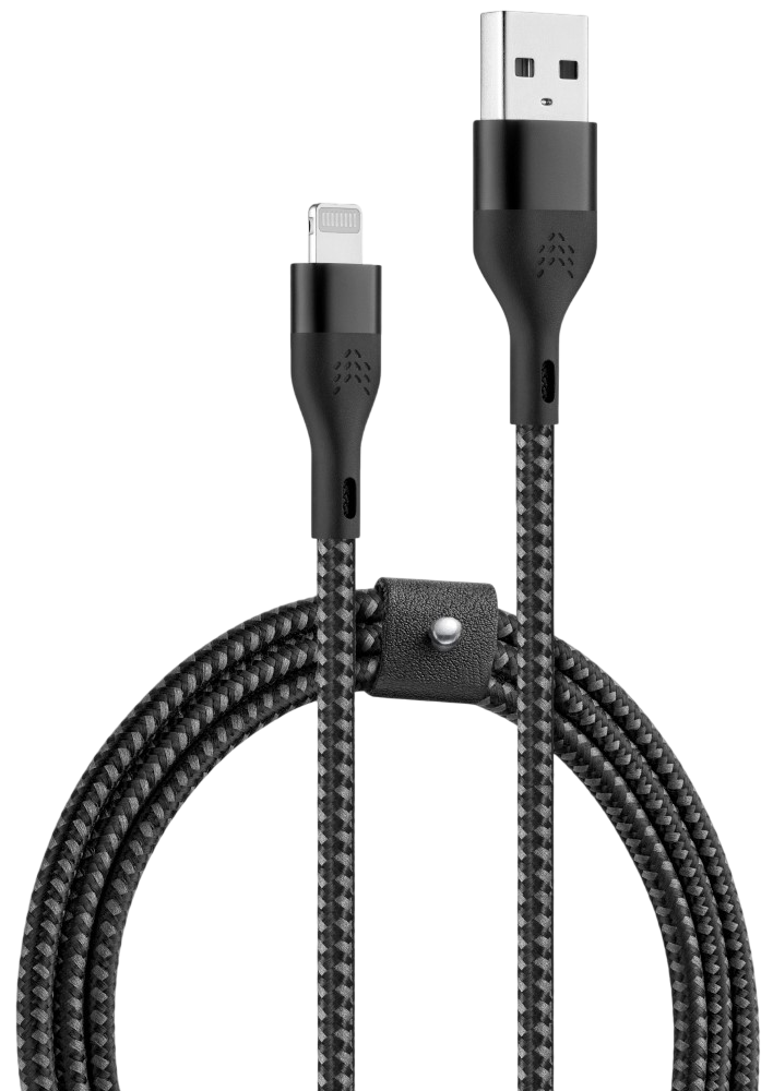 

Дата-кабель Rocket, Urban USB-A Lightning 2м нейлоновая оплетка Черно-серый