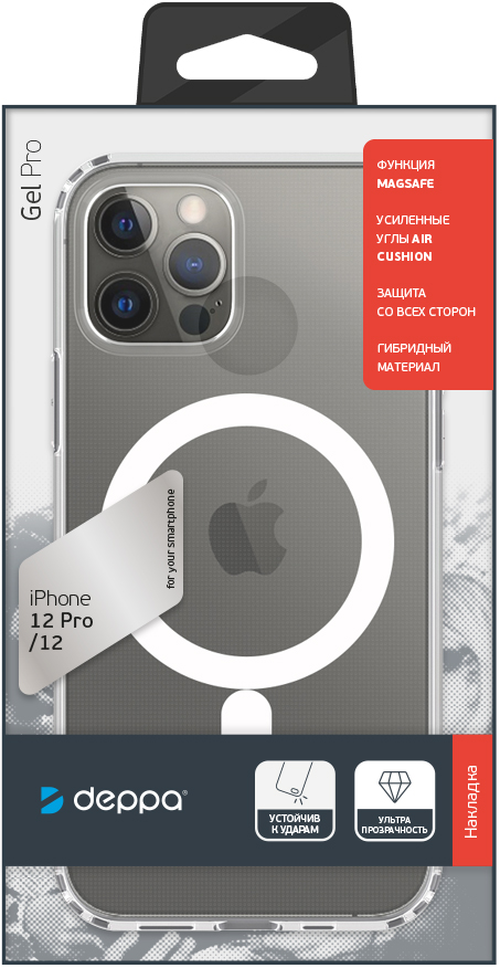 Клип-кейс Deppa Apple iPhone 12/12 Pro Gel Pro Magsafe прозрачный 0313-8912 Apple iPhone 12/12 Pro Gel Pro Magsafe прозрачный iPhone 12, iPhone 12 Pro - фото 4