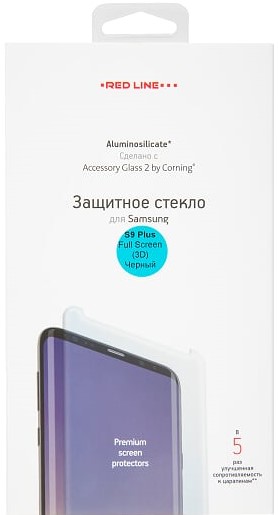

Стекло защитное RedLine, Corning для Samsung Galaxy S9 Plus 3D черная рамка