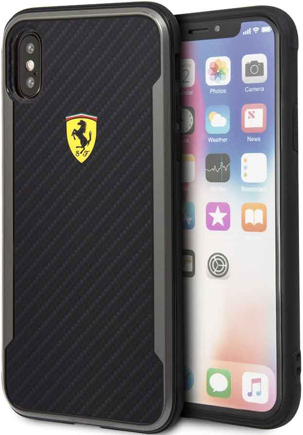 

Клип-кейс Ferrari iPhone ХS пластик под карбон Black, iPhone ХS пластик под карбон Black