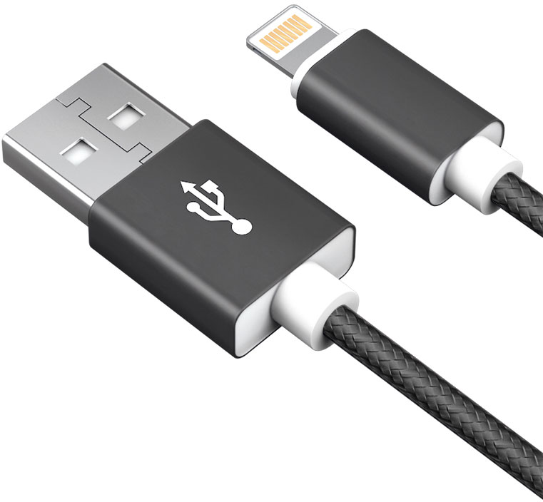 Дата-кабель Akai CBL203 USB-Apple Lightning Apple 1м Black