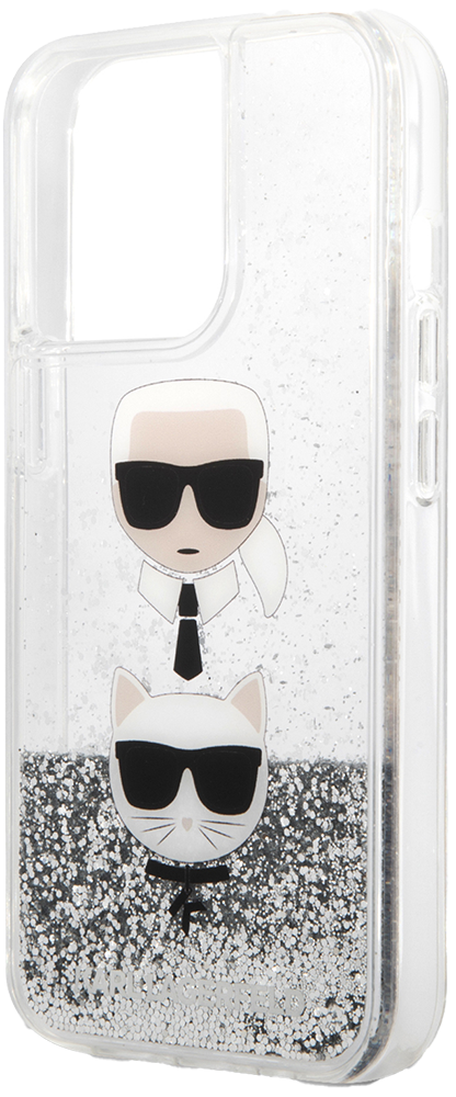 Чехол-накладка Karl Lagerfeld для iPhone 13 Pro Liquid glitter Karl & Choupette heads Hard Серебристый 0319-0404 Galaxy S21 FE, iPhone 13 Pro - фото 1