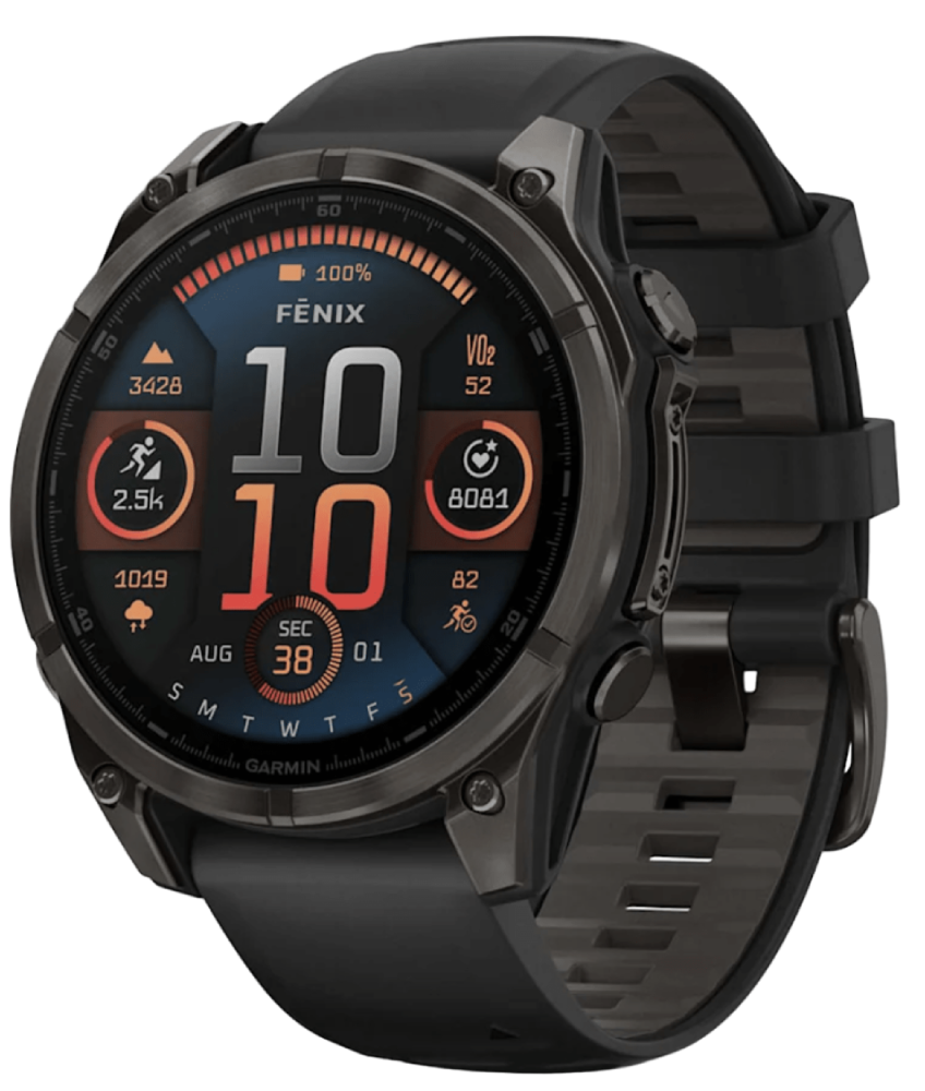 

Часы Garmin, Fenix 8 AMOLED Sapphire DLC 47мм Черные с силиконовым ремешком