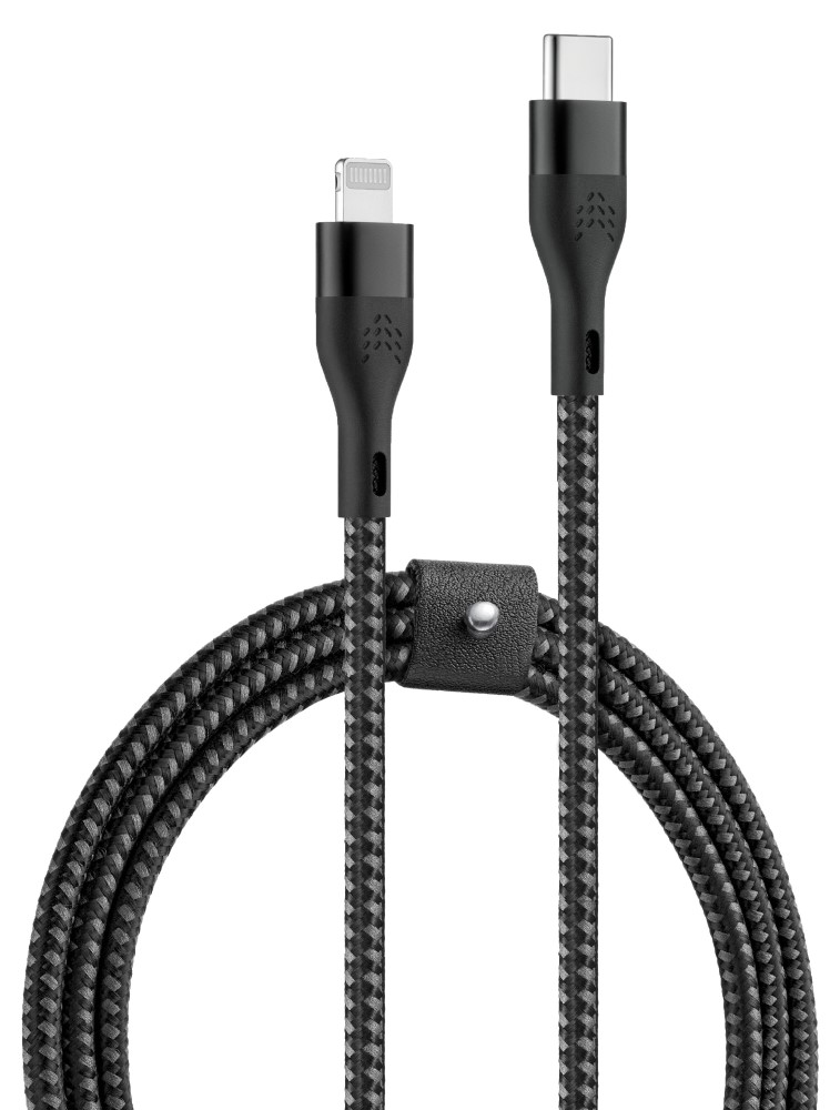 Rocket Urban USB-C Lightning 1м нейлоновая оплетка Черно-серый