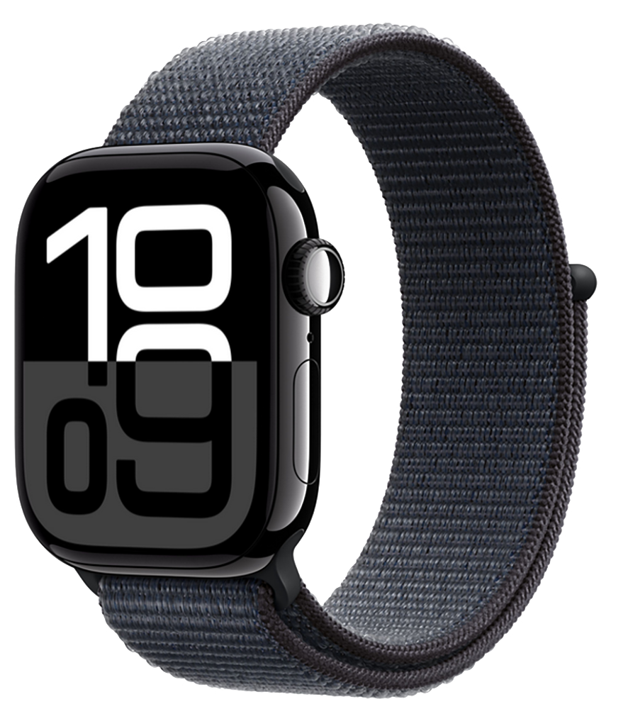 

Часы Apple, Watch Series 10 GPS 46мм корпус из алюминия Jet black+ремешок Sport Loop ink