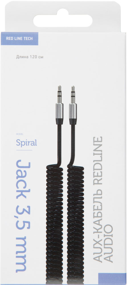 

Аудио кабель RedLine, Spiral AUX 3,5 мм-3,5 мм витой Black