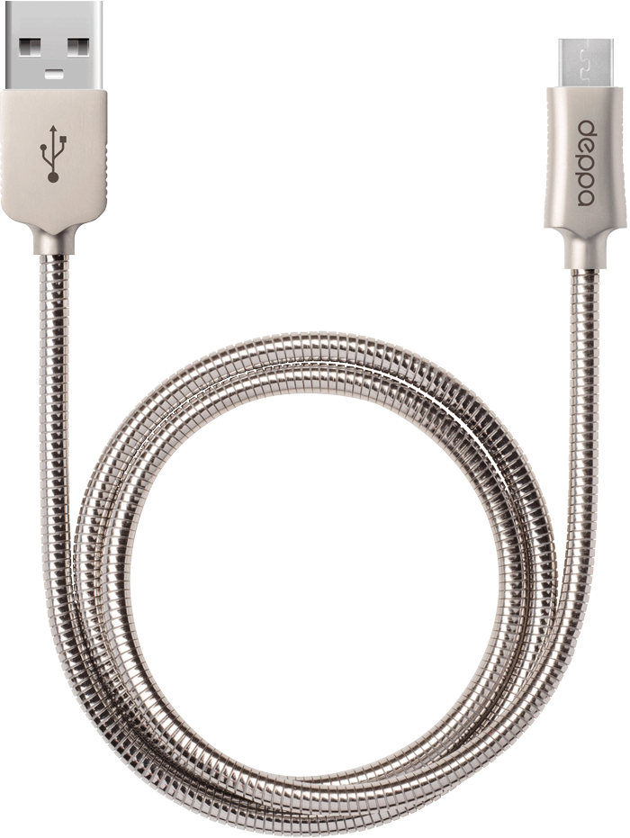 Дата-кабель Deppa Steel USB-microUSB 1,2м оплетка металл Silver 0307-0679 72273 - фото 2