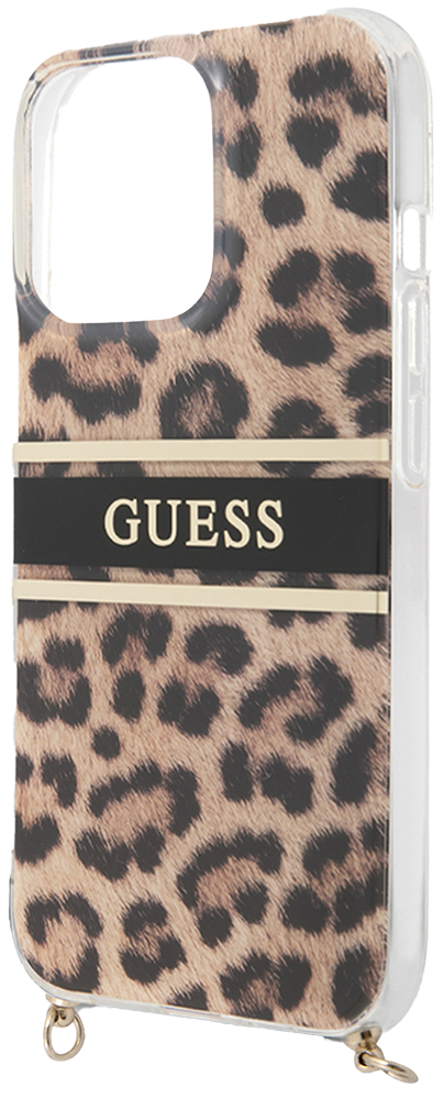 

Чехол-накладка Guess, для iPhone 13 Pro PC|TPU Hard+Gold crossbody chain Леопардовый