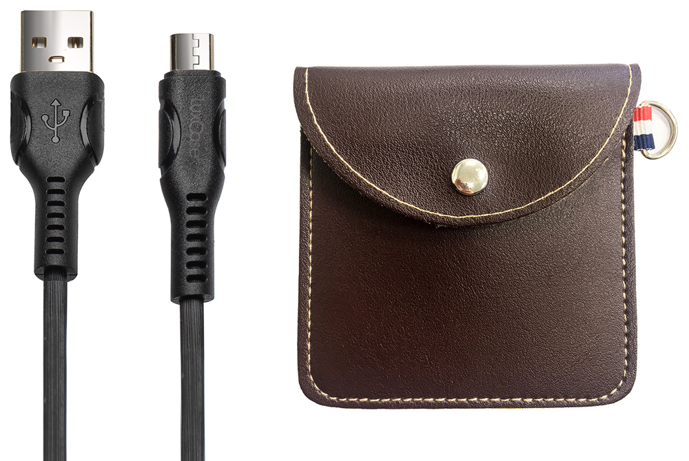 

Дата-кабель LuxCase, microUSB 1.5А черный+мягкий футляр Brown