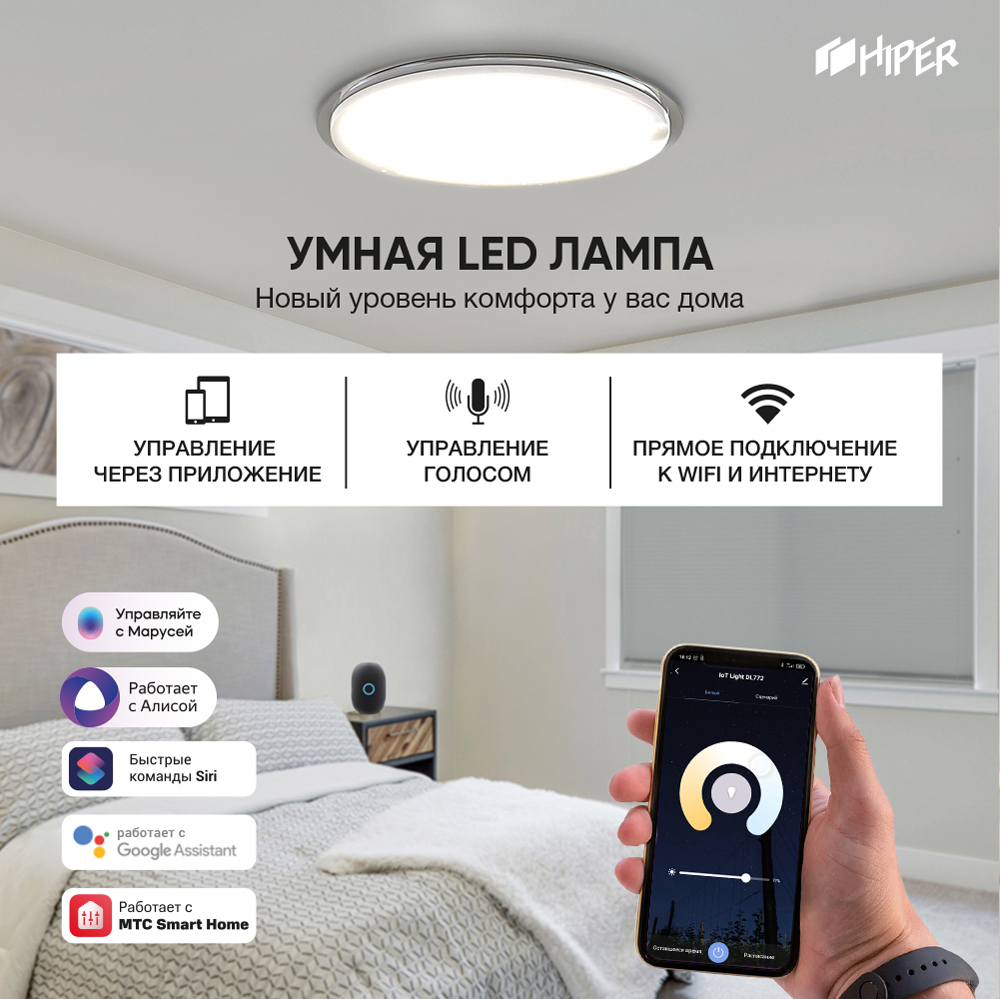Лампа HIPER IoT Light DL772 WiFi LED White 0600-0775 IoT DL772 - фото 8