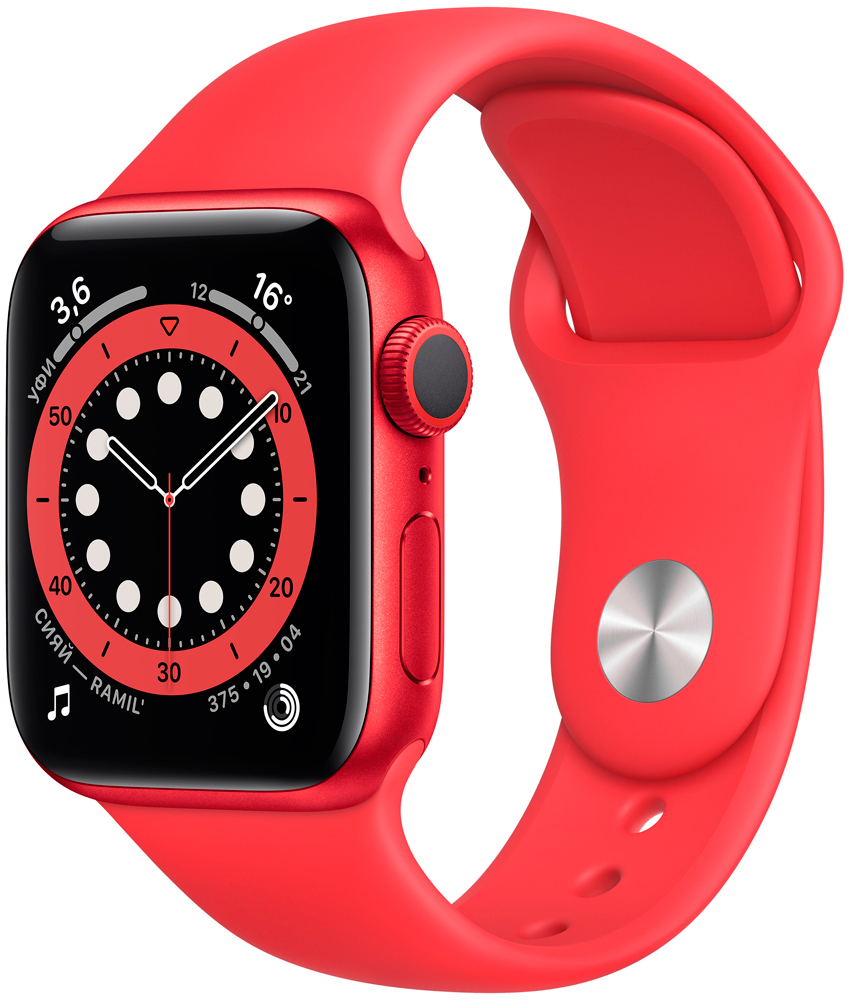 Часы Apple Watch Series 6 GPS 44мм корпус из алюминия красный + ремешок красный (M00M3RU/A) 0200-2183 M00M3RU/A Watch Series 6 GPS 44мм корпус из алюминия красный + ремешок красный (M00M3RU/A) - фото 1