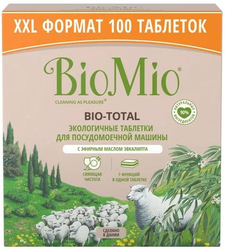 Таблетки для посудомоечной машины BioMio Bio-Total 7в1 с эфирным маслом эвкалипта ЭКО 100шт 7000-3035 - фото 1