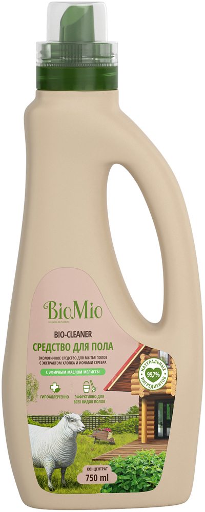 Средство для мытья полов BioMio Bio-Floor Cleaner мелисса, концентрат, ЭКО 750мл 7000-2989 - фото 1