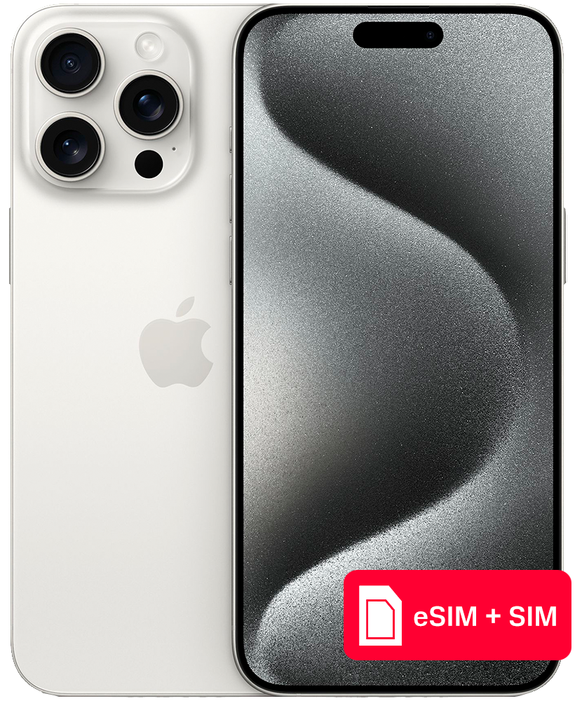 

Смартфон Apple, iPhone 15 Pro Max 1Tb eSIM + SIM Белый титан