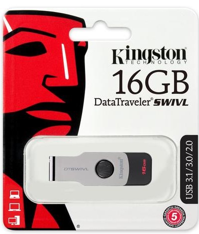 USB Flash Kingston DataTraveler SWIVL  16GB USB 3.0 silver-black (DTSWIVL/16GB) 0305-1365 DTSWIVL/16GB DataTraveler SWIVL  16GB USB 3.0 silver-black (DTSWIVL/16GB) - фото 4