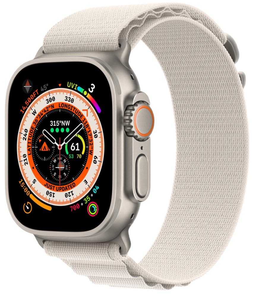 Часы Apple Watch Ultra GPS 49мм MQFC3 корпус из титана титановый + ремешок Сияющая звезда 0200-3230 Watch Ultra GPS 49мм MQFC3 корпус из титана титановый + ремешок Сияющая звезда - фото 1