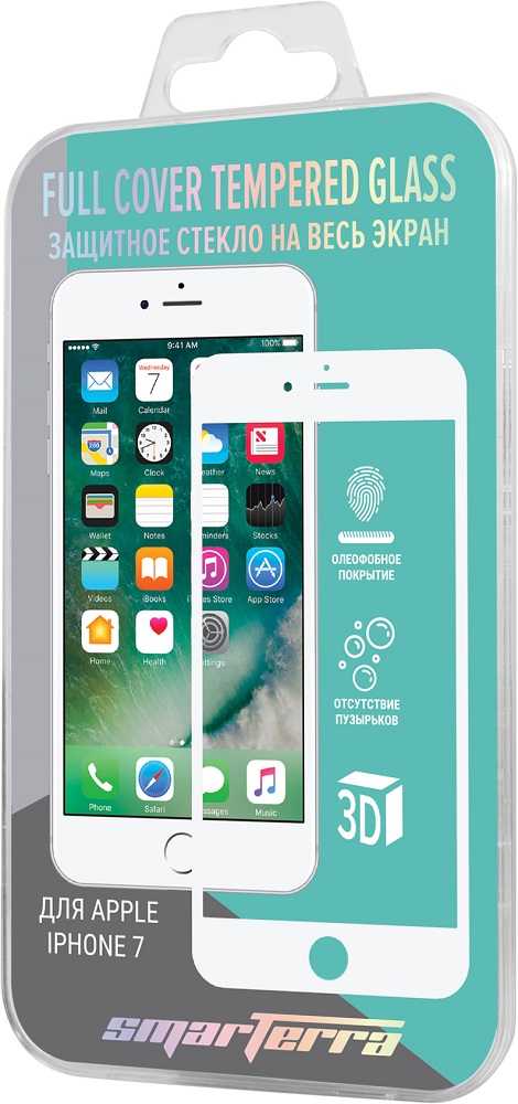 

Стекло защитное Smarterra, для iPhone 7/8 3D Full Screen белая рамка прозрачное