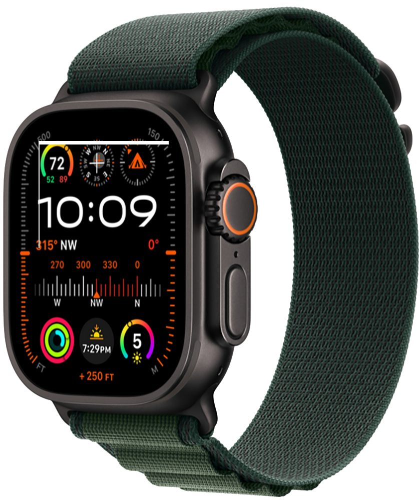 

Часы Apple, Watch Ultra 2 (2024) Black Titanium +ремешок Alpine Loop dark green (M)