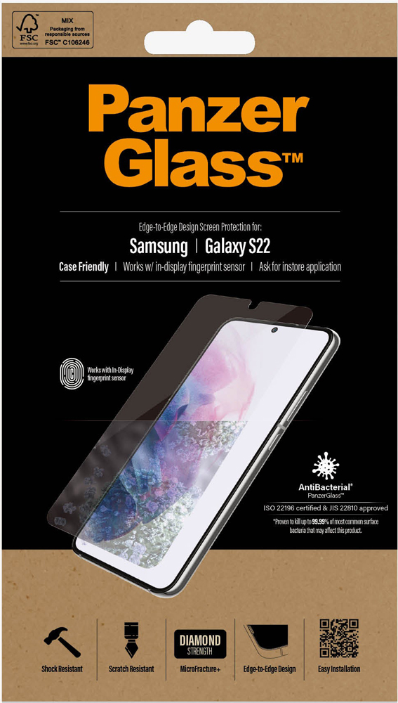 Стекло защитное PanzerGlass Samsung Galaxy S22 Case Friendly AB черная рамка 0317-3108 - фото 7