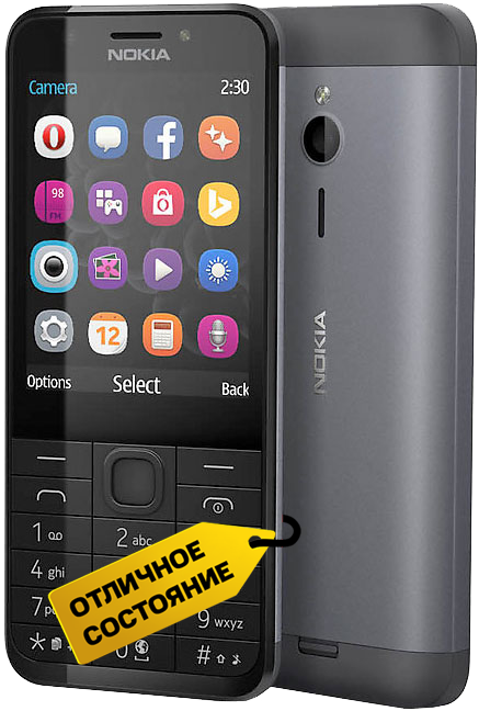 

Мобильный телефон Nokia, 230 Dual Sim Серебристый «Отличное состояние»