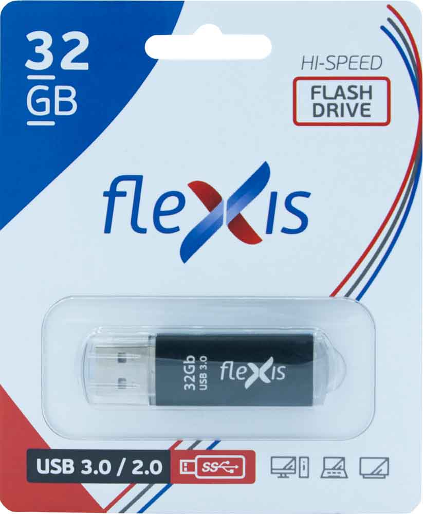 

USB Flash FLEXIS, 32Gb RB-108 USB 3.0 Black